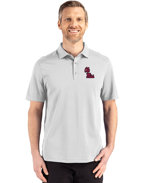 Ole Miss Rebels Cutter & Buck Advantage Refresh Epic Confidence Recycled Mens Big & Tall Tri-Blend Pique Polo CONCRETE Front