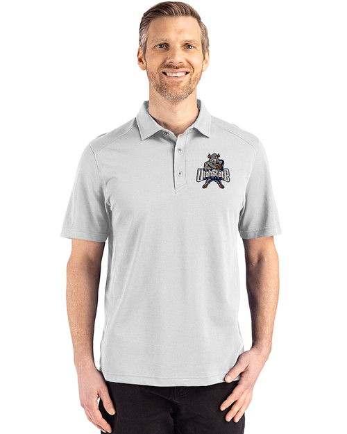 Utah State Aggies College Vault Cutter & Buck Advantage Refresh Epic Confidence Recycled Mens Big & Tall Tri-Blend Pique Polo CONCRETE Front