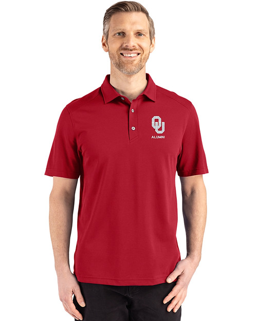 Oklahoma Sooners Alumni (Lights and CDR) Cutter & Buck Advantage Refresh Epic Confidence Recycled Mens Big & Tall Tri-Blend Pique Polo Cardinal Red Front