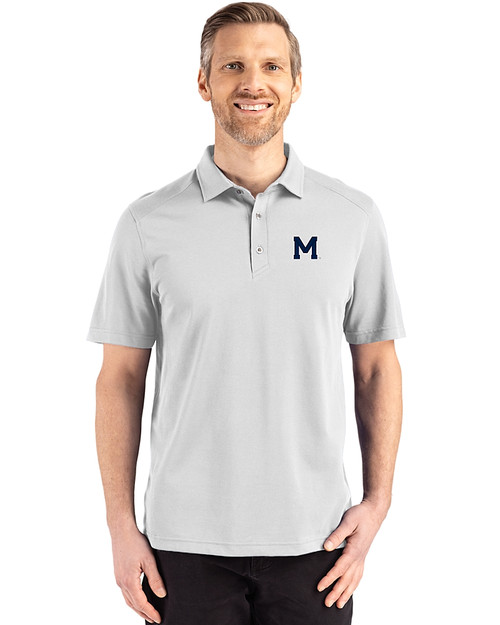 Michigan Wolverines College Vault Cutter & Buck Advantage Refresh Epic Confidence Recycled Mens Big & Tall Tri-Blend Pique Polo CONCRETE Front