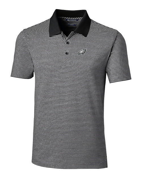 Philadelphia Eagles Cutter & Buck Forge Polo Tonal Stripe Tailored Fit Black Mannequin