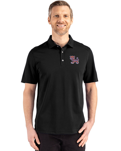 Clemson Tigers College Vault Cutter & Buck Advantage Refresh Epic Confidence Recycled Mens Big & Tall Tri-Blend Pique Polo Black Front