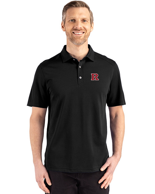 Rutgers Scarlet Knights Cutter & Buck Advantage Refresh Epic Confidence Recycled Mens Big & Tall Tri-Blend Pique Polo Black Front