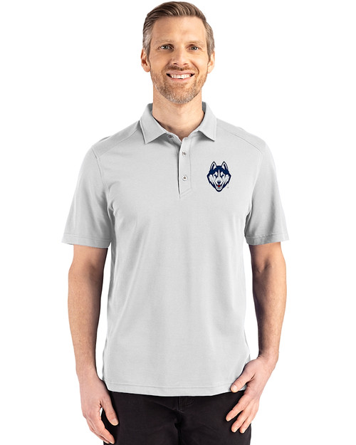 UConn Huskies - Cutter & Buck Advantage Refresh Epic Confidence Recycled Mens Big & Tall Tri-Blend Pique Polo CONCRETE Front
