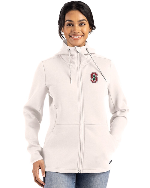 Stanford Cardinal - Cutter & Buck Roam Recycled Buttery-Soft Knit Womens Full Zip Hooded Jacket Shell Front