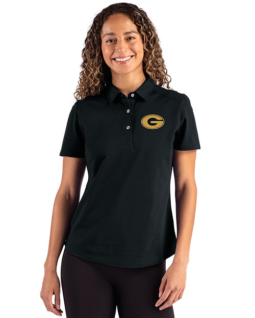 Grambling Tigers Cutter & Buck Advantage Refresh Epic Confidence Recycled Womens Tri-Blend Pique Polo Black Front