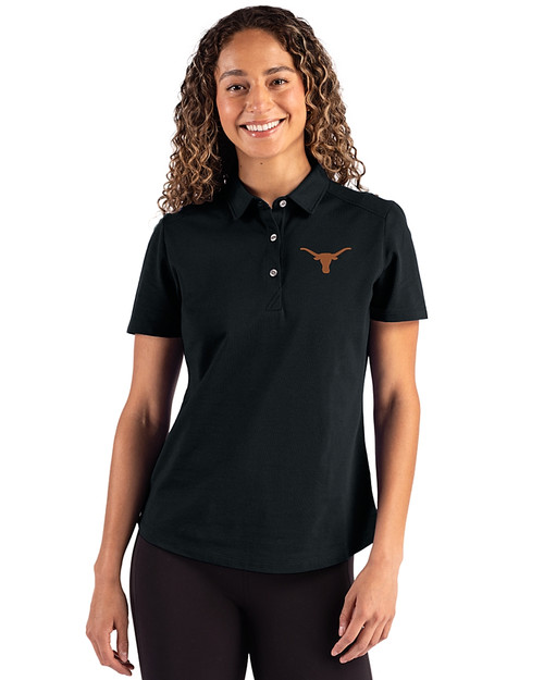 Texas Longhorns Cutter & Buck Advantage Refresh Epic Confidence Recycled Womens Tri-Blend Pique Polo Black Front