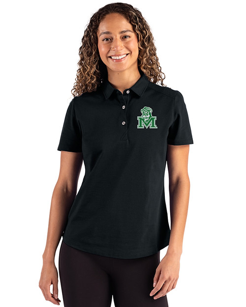 Marshall Thundering Herd College Vault Cutter & Buck Advantage Refresh Epic Confidence Recycled Womens Tri-Blend Pique Polo Black Front