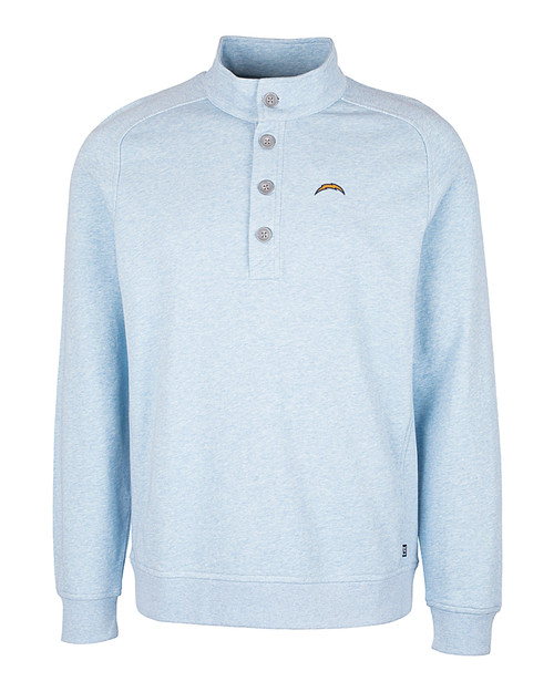 Los Angeles Chargers Cutter & Buck Saturday Cotton Blend Mens Mock Pullover Sweatshirt Atlas Heather Mannequin