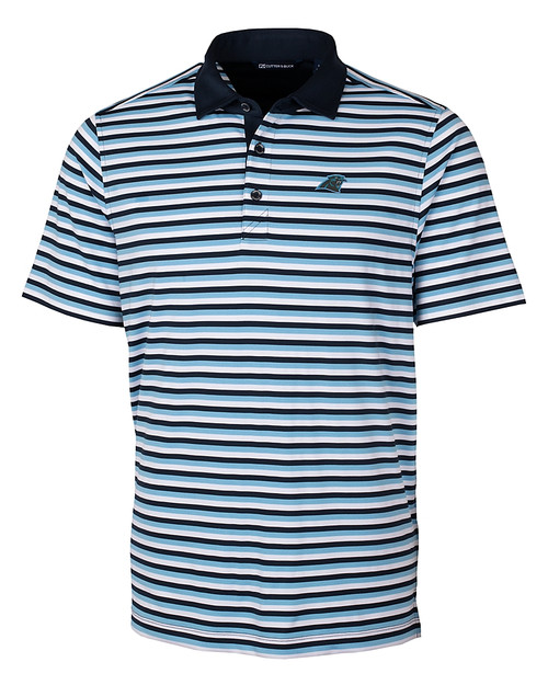 Carolina Panthers Cutter & Buck Mens Forge Polo Multi Stripe Atlas Light Blue Mannequin