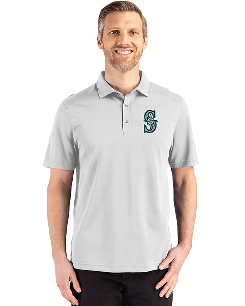 Seattle Mariners Cutter & Buck Advantage Refresh Epic Confidence Recycled Mens Tri-Blend Pique Polo CONCRETE Front