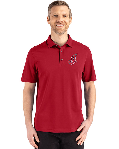 Cleveland Indians Cooperstown Cutter & Buck Advantage Refresh Recycled Cotton-Blend Pique Mens Polo Cardinal Red Front