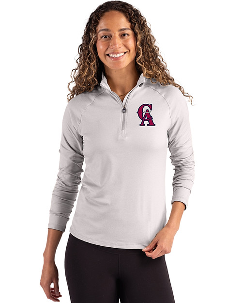 Los Angeles Angels Cooperstown Cutter & Buck Coastline Epic Comfort Recycled Women’s Quarter Zip CONCRETE Front