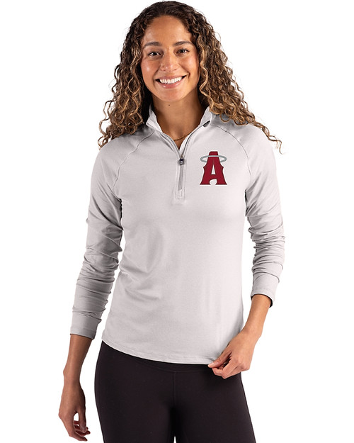 Los Angeles Angels City Connect Cutter & Buck Coastline Epic Comfort Recycled Women’s Quarter Zip CONCRETE Front