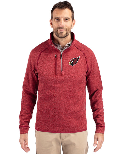 Arizona Cardinals Cutter & Buck Mainsail Sweater-Knit Mens Half Zip Pullover Jacket Cardinal Red Heather Front