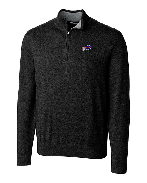 Buffalo Bills Cutter & Buck Lakemont Tri-Blend Mens Quarter Zip Pullover Sweater Black Mannequin