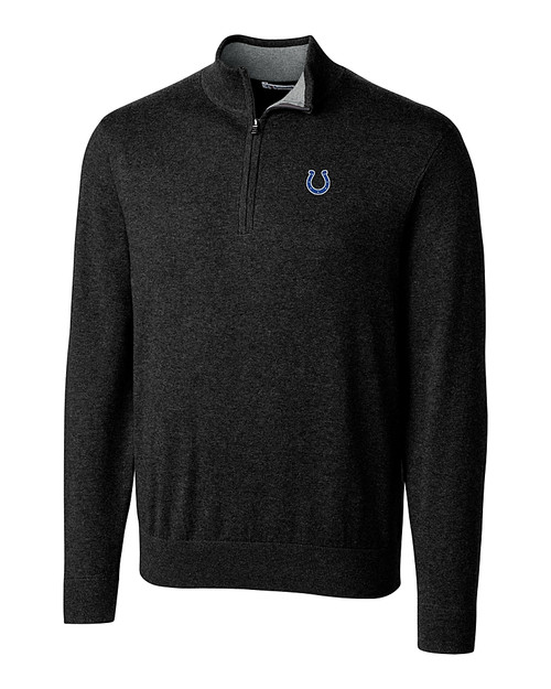Indianapolis Colts Cutter & Buck Lakemont Tri-Blend Mens Quarter Zip Pullover Sweater Black Mannequin