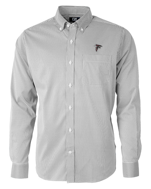 Atlanta Falcons Cutter & Buck Versatech Pinstripe Stretch Mens Long Sleeve Dress Shirt Black Mannequin