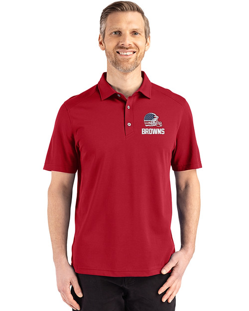 Cleveland Browns Americana Cutter & Buck Advantage Refresh Epic Confidence Recycled Mens Tri-Blend Pique Polo Cardinal Red Front