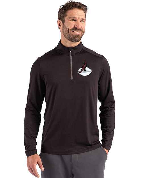 Arizona Cardinals Historic Cutter & Buck Coastline Epic Comfort Recycled Mens Quarter Zip Black Front