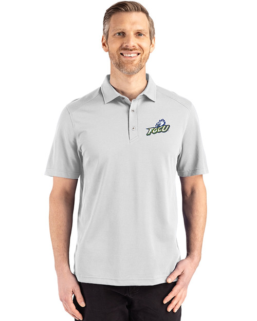 Florida Gulf Coast Eagles Cutter & Buck Advantage Refresh Epic Confidence Recycled Mens Tri-Blend Pique Polo CONCRETE Front