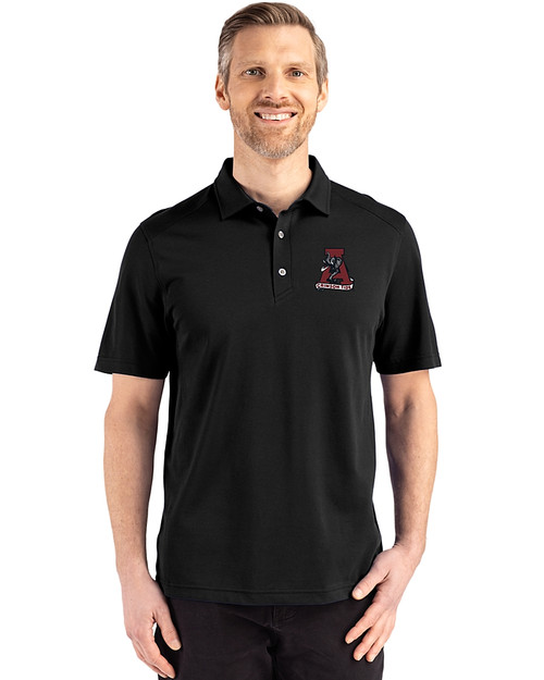 Alabama Crimson Tide College Vault Cutter & Buck Advantage Refresh Epic Confidence Recycled Mens Tri-Blend Pique Polo Black Front