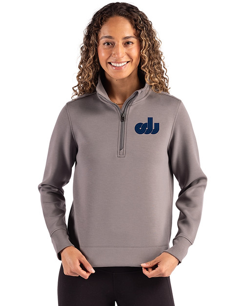 Old Dominion Monarchs College Vault Cutter & Buck Roam Epic Versatility Recycled Womens Quarter Zip Pullover Elemental Grey Front