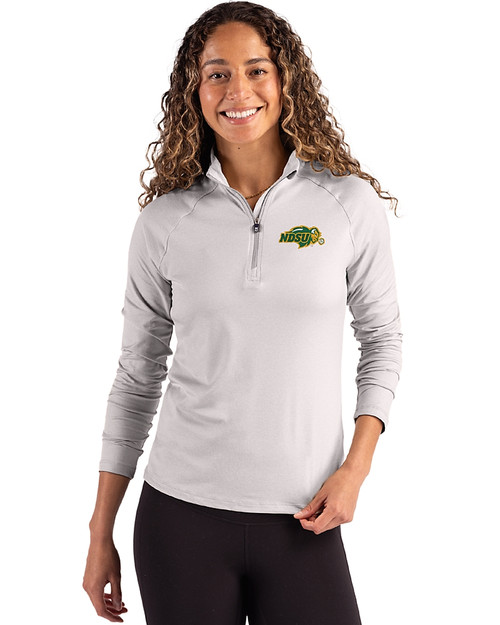 NDSU Bison Cutter & Buck Coastline Epic Comfort Recycled Women’s Quarter Zip CONCRETE Front