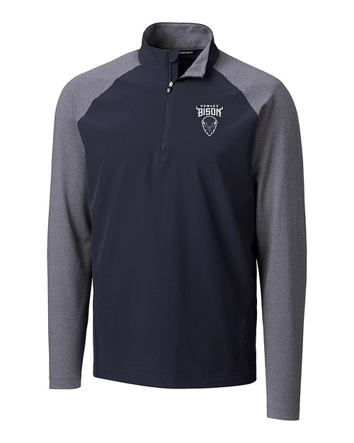 Howard Bison Cutter & Buck Response Lightweight Hybrid Quarter Zip Mens Pullover Windbreaker Liberty Navy Mannequin