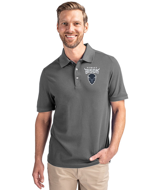 Howard Bison Cutter & Buck Advantage Eco Tri-Blend Pique Mens Big and Tall Polo Elemental Grey Front