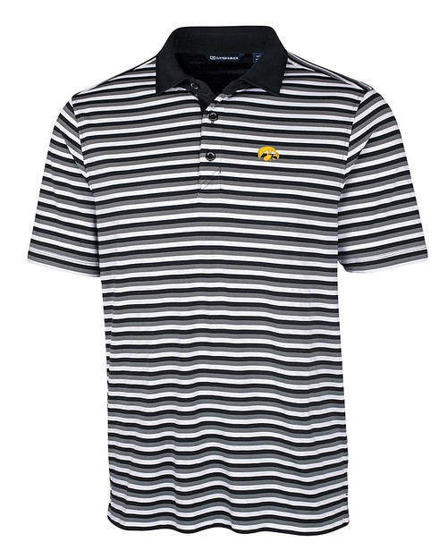 Iowa Hawkeyes Cutter & Buck Mens Forge Polo Multi Stripe Black Mannequin