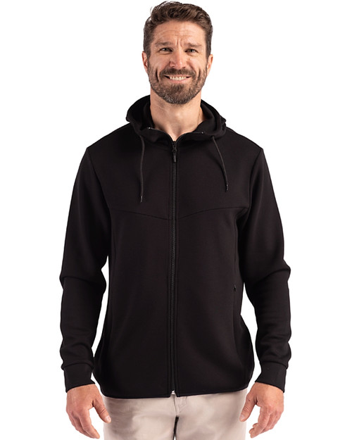 Clique Haven Recycled Mens Full Zip Hooded Sweatshirt Black Front