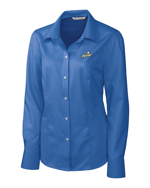 Florida Gulf Coast Eagles Cutter & Buck Epic Easy Care Nailshead Womens Long Sleeve Dress Shirt French Blue Mannequin