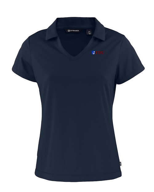 Fairleigh Dickinson Knights Cutter & Buck Daybreak Eco Recycled Womens V-neck Polo Navy Blue Mannequin