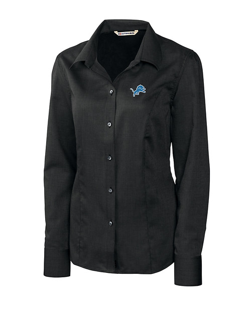 Detroit Lions Cutter & Buck Epic Easy Care Nailshead Womens Long Sleeve Dress Shirt Black Mannequin