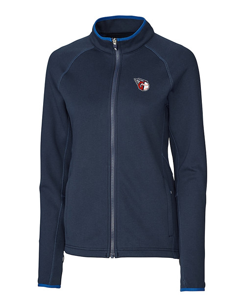 Cleveland Guardians Cutter & Buck Womens Discovery Windblock Jacket Admiral Mannequin