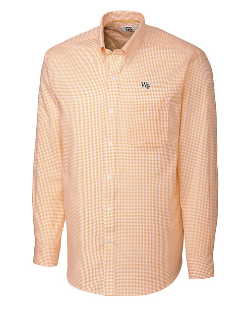 Wake Forest Demon Deacons Cutter & Buck Mens Long Sleeve Epic Easy Care Tattersall College Gold Mannequin