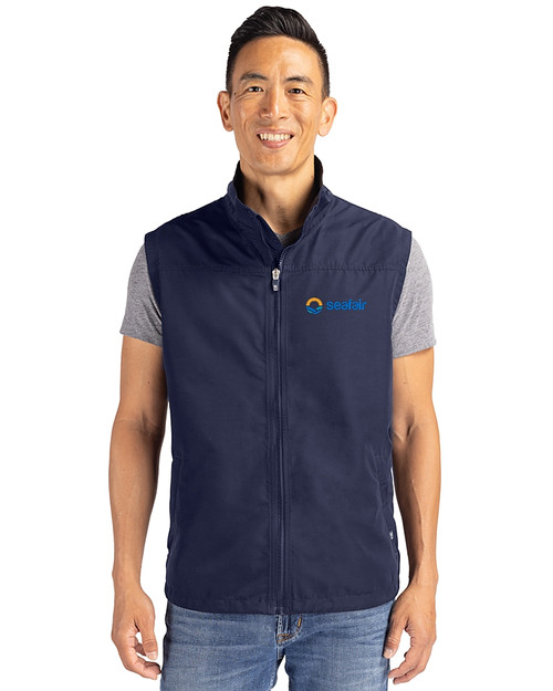 Seafair Cutter & Buck Charter Eco Recycled Mens Full-Zip Vest Navy Blue Front