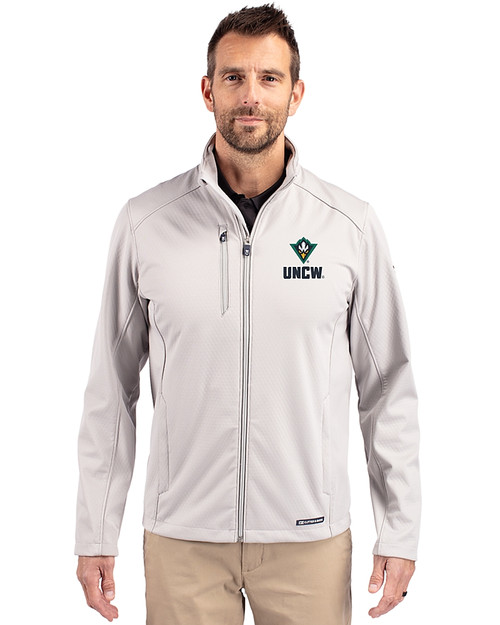UNC Wilmington Seahawks - Cutter & Buck Evoke Recycled Honeycomb Fleece Mens Full Zip Jacket CONCRETE Front