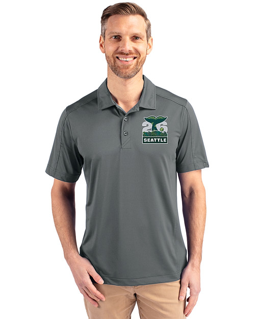 Seattle 2026 Soccer Cutter & Buck Prospect Epic Confidence Recycled Textured Stretch Mens Big & Tall Polo Elemental Grey Front