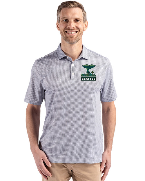 Seattle 2026 Soccer 91���� Pike Eco Diamond Dot Print Recycled Mens Big & Tall Polo Black Front
