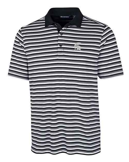 Michigan State Spartans Cutter & Buck Big & Tall Forge Polo Multi Stripe Black Mannequin