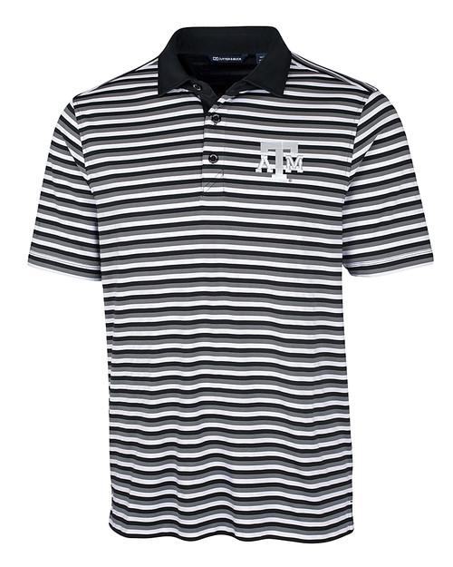 Texas A&M Aggies Cutter & Buck Big & Tall Forge Polo Multi Stripe Black Mannequin
