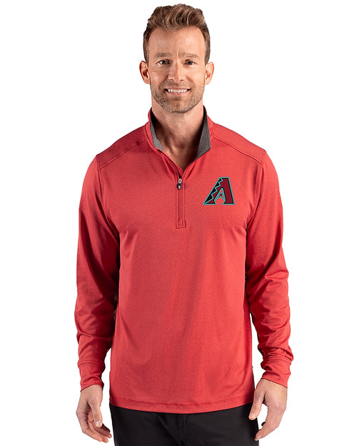 Arizona Diamondbacks Cutter & Buck Forge Epic Confidence Recycled Mens Quarter Zip Cardinal Red Heather Front