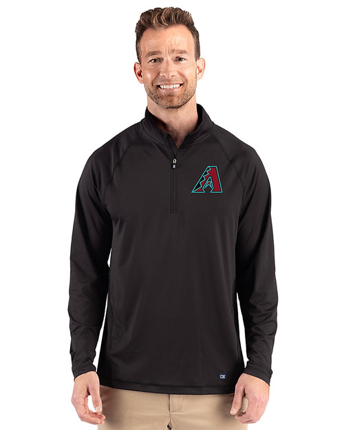 Arizona Diamondbacks Cutter & Buck Prospect Epic Confidence Recycled Textured Stretch Mens Quarter Zip Black Front