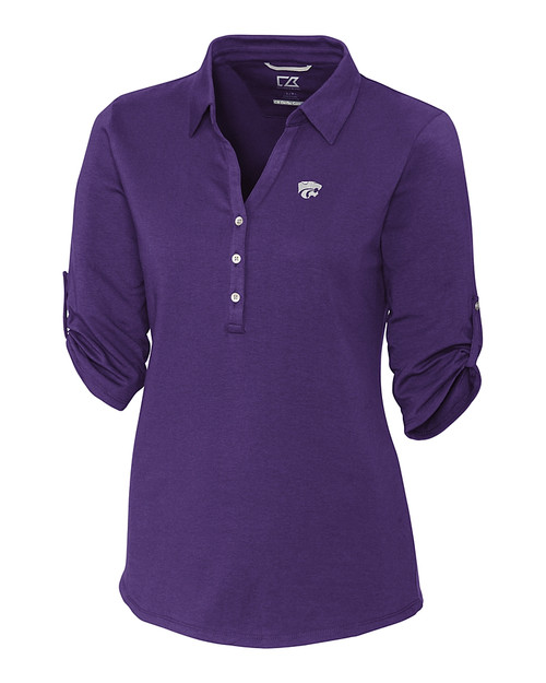 Kansas State Wildcats Cutter & Buck Womens Elbow-Sleeve Thrive Polo College Purple Mannequin
