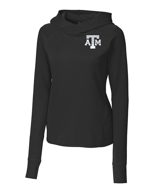 Texas A&M Aggies Cutter & Buck Womens Traverse Sweatshirt Hoodie Black Mannequin