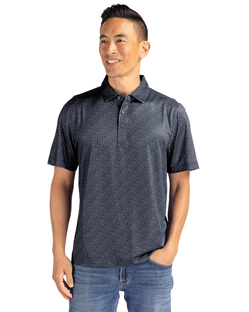 Cutter & Buck Pike Recycled Pebble Print Mens Polo Black/White Front