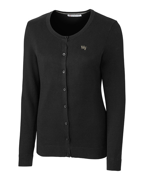 Wake Forest Demon Deacons Cutter & Buck Womens Lakemont Cardigan Sweater Black Mannequin