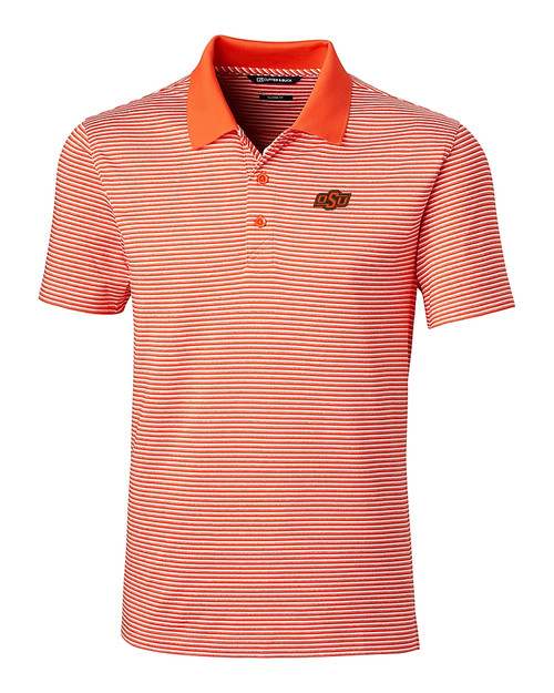 Oklahoma State Cowboys Cutter & Buck Forge Polo Tonal Stripe Tailored Fit College Orange Mannequin